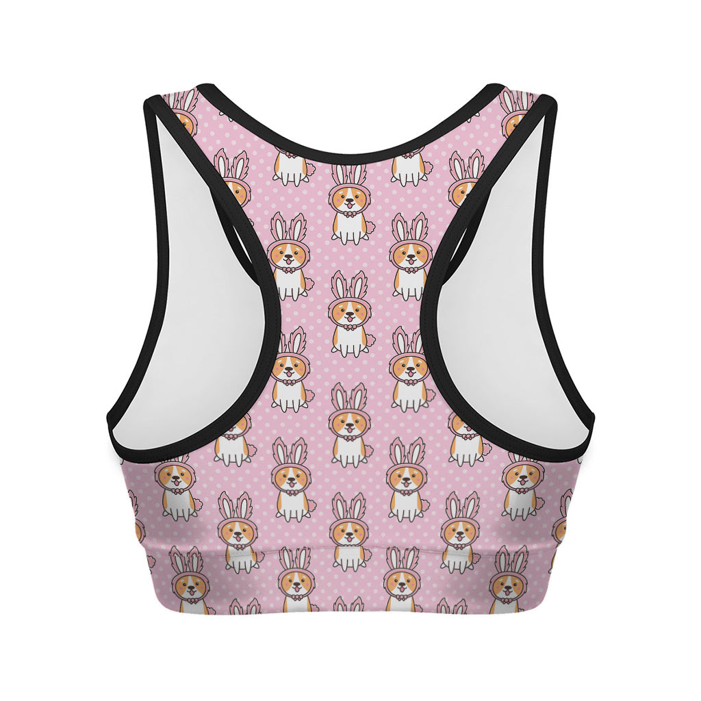 Bunny Corgi Pattern Print Women's Sports Bra