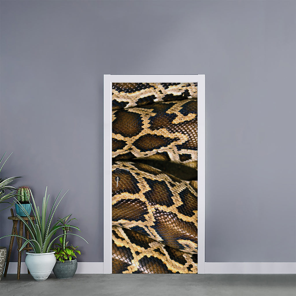 Burmese Python Snake Print Door Sticker