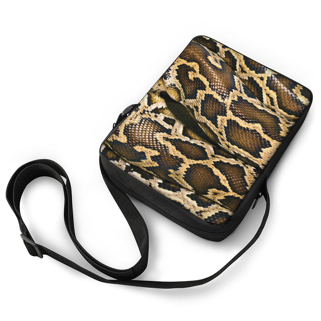 Burmese Python Snake Print Rectangular Crossbody Bag