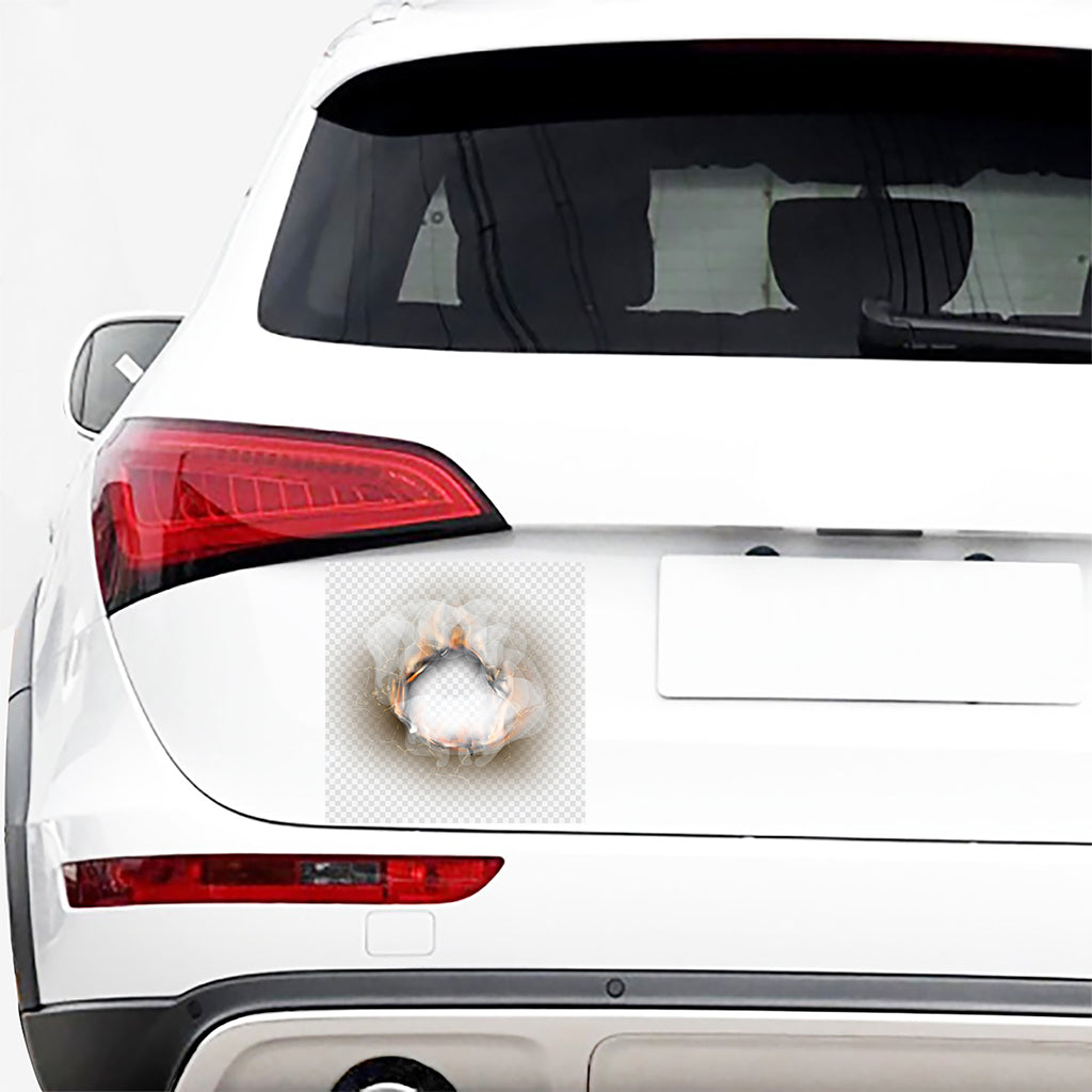 Burning Hole Print Car Sticker