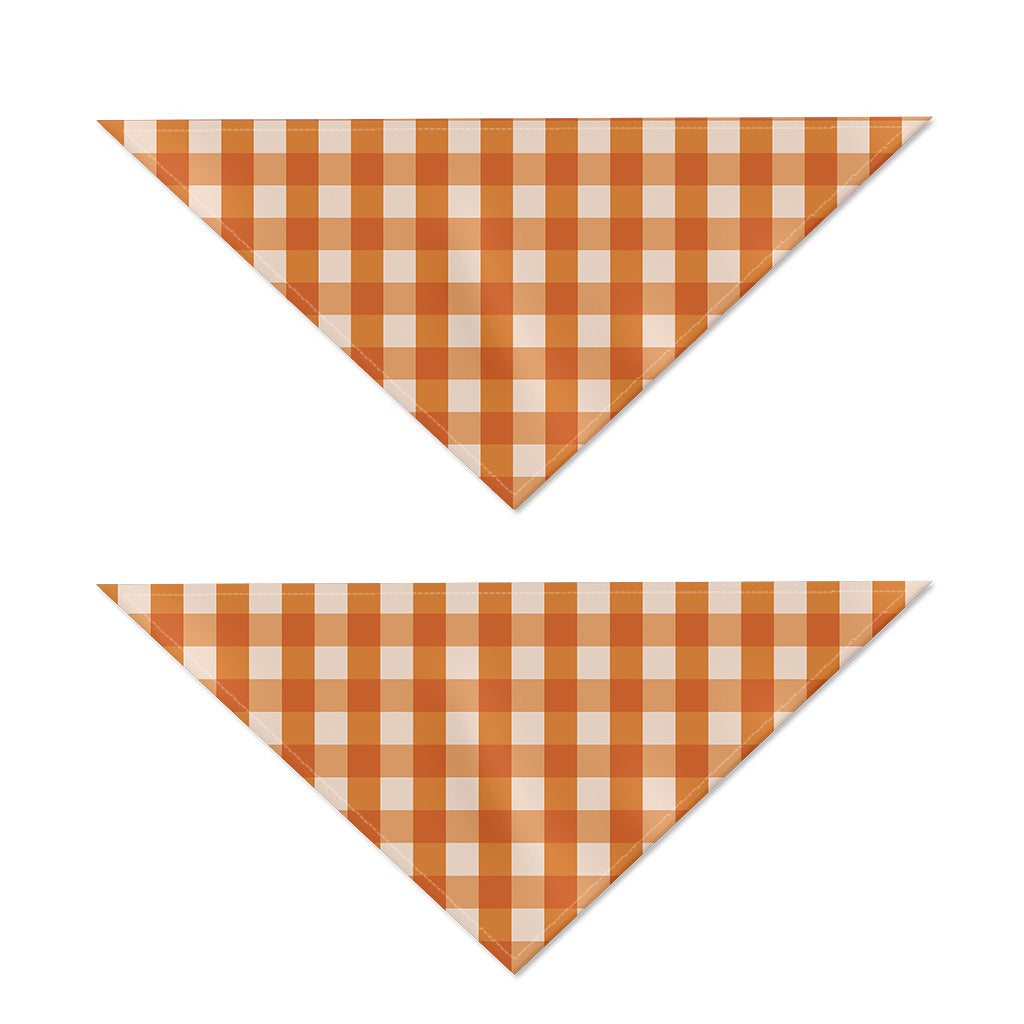 Burnt Orange And White Check Print Dog Bandana