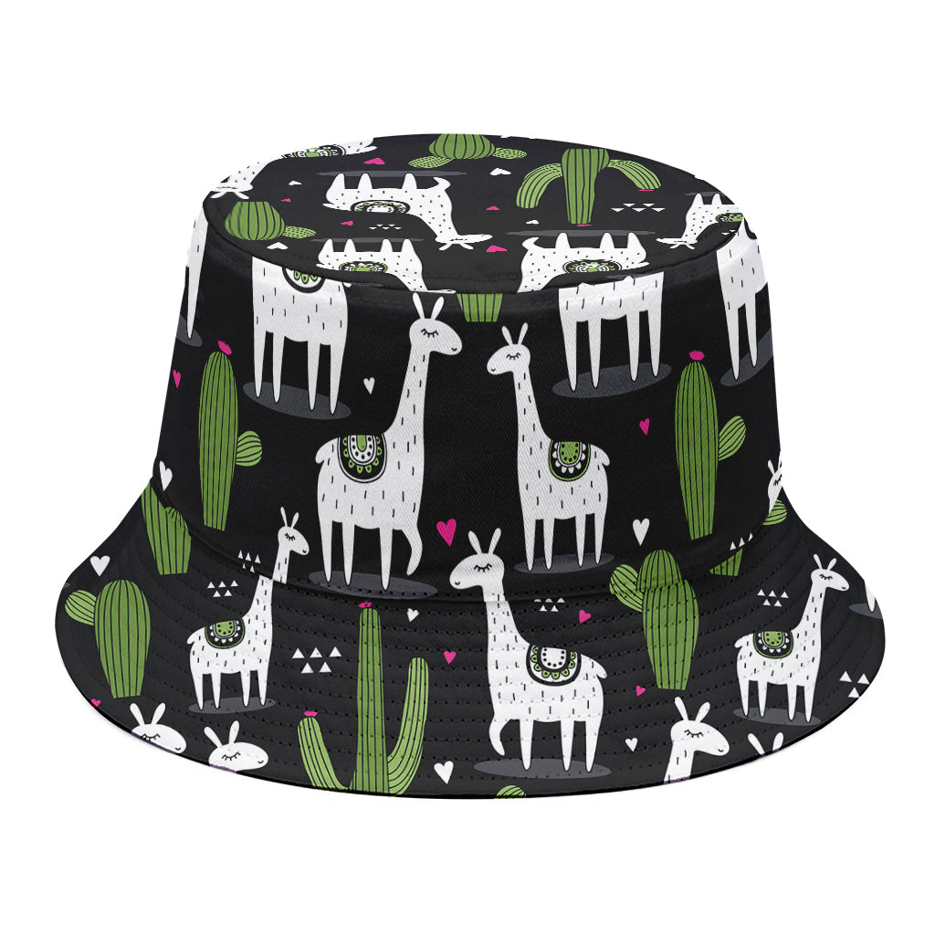 Cactus And Llama Pattern Print Bucket Hat