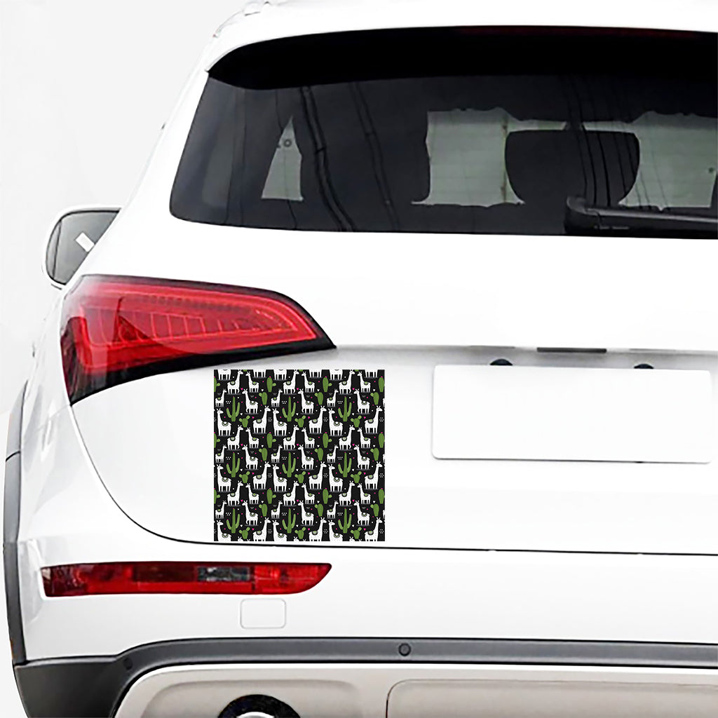 Cactus And Llama Pattern Print Car Sticker