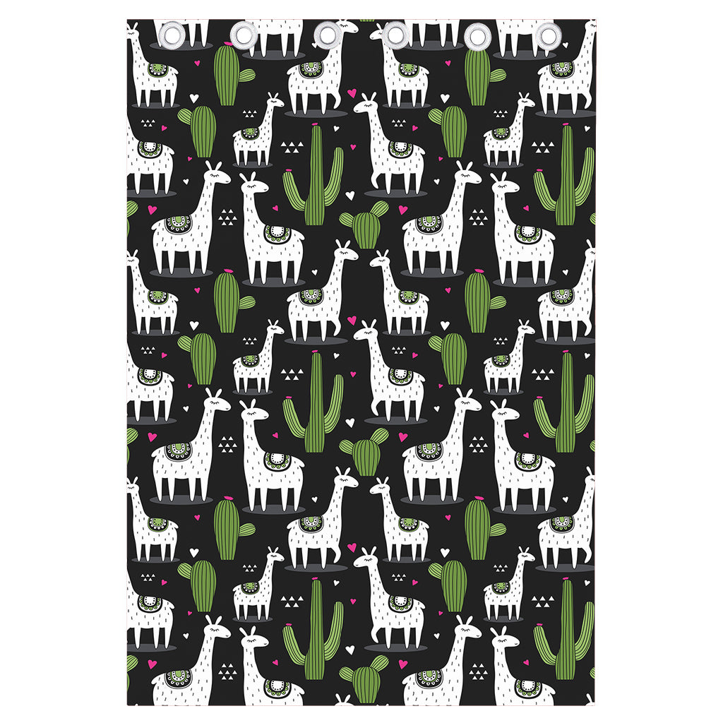 Cactus And Llama Pattern Print Curtain