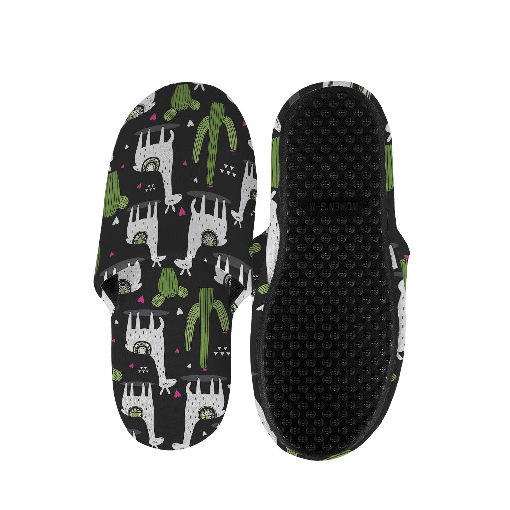 Cactus And Llama Pattern Print Slippers