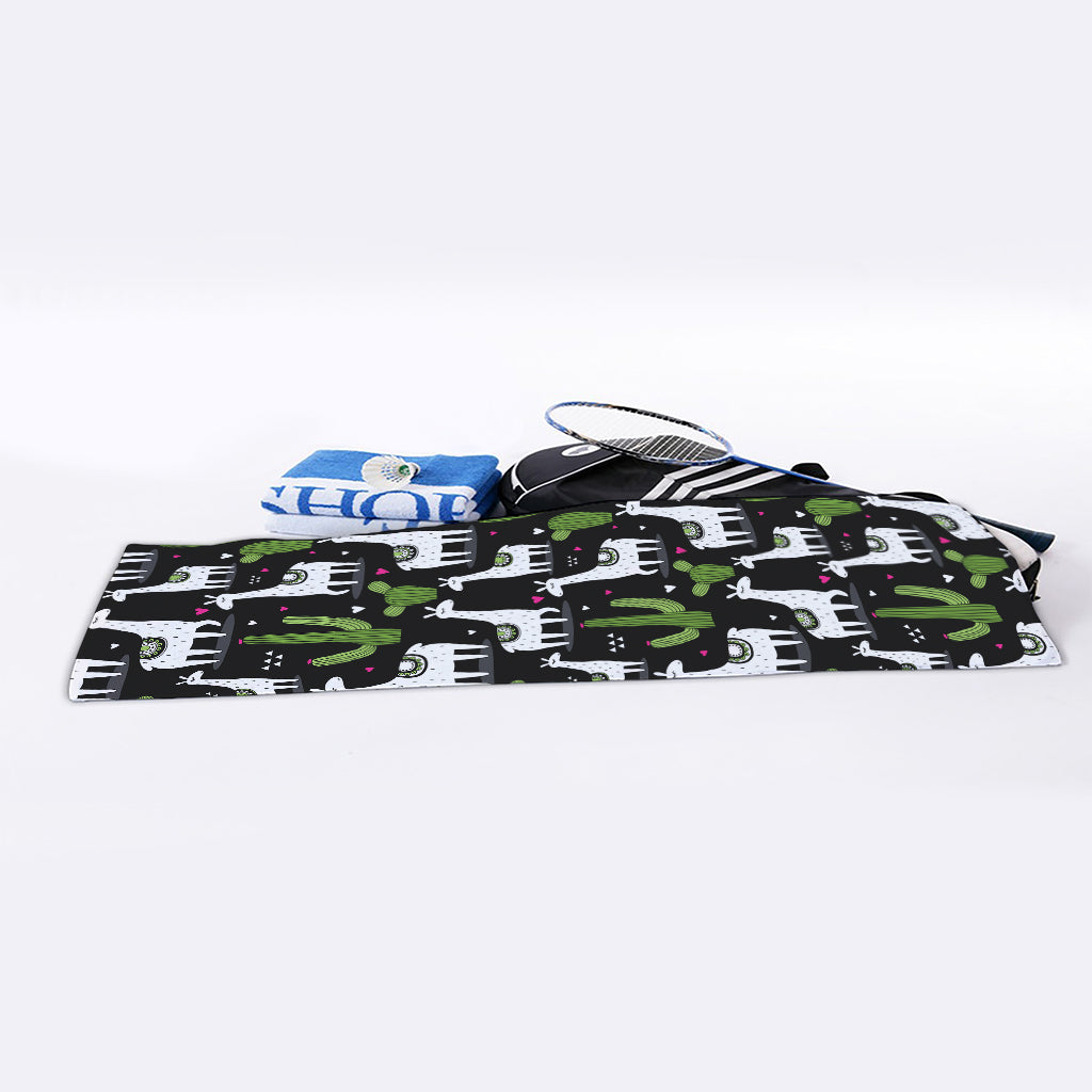 Cactus And Llama Pattern Print Sports Towel