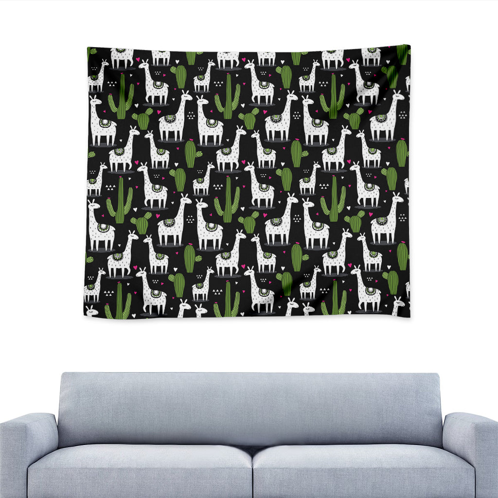 Cactus And Llama Pattern Print Tapestry