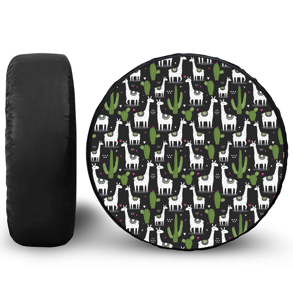 Cactus And Llama Pattern Print Tire Cover