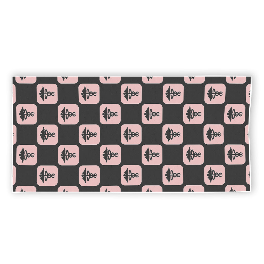 Caduceus Pattern Print Beach Towel