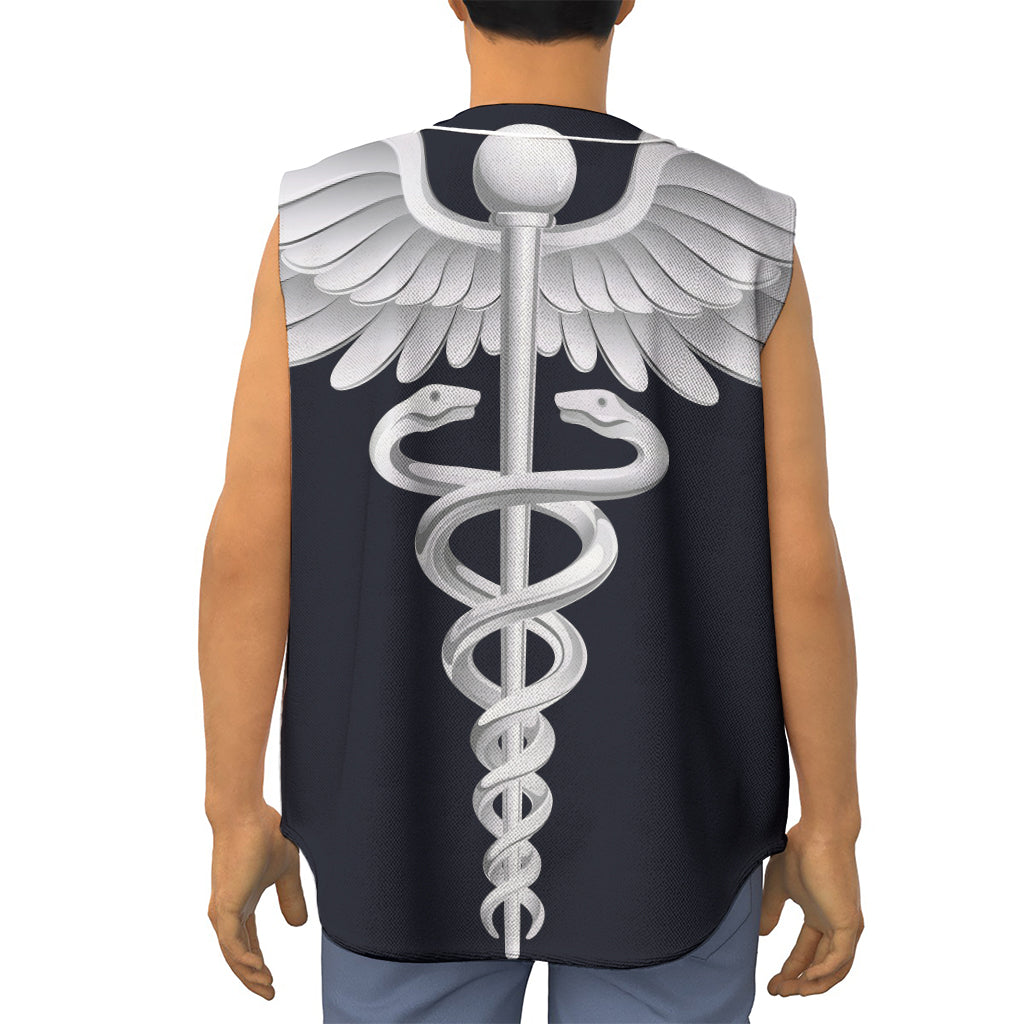 Caduceus Symbol Of Medicine Print Sleeveless Baseball Jersey