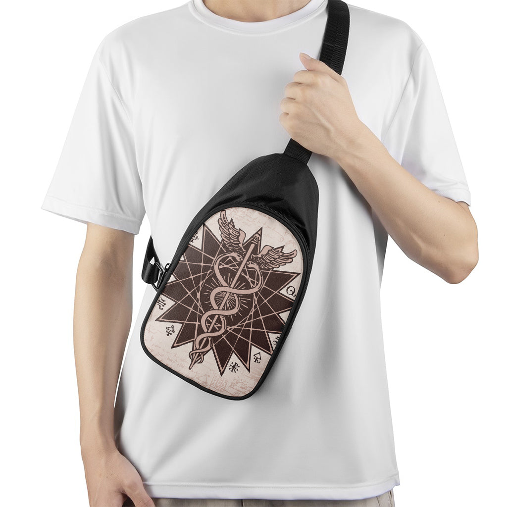 Caduceus Symbol Print Chest Bag