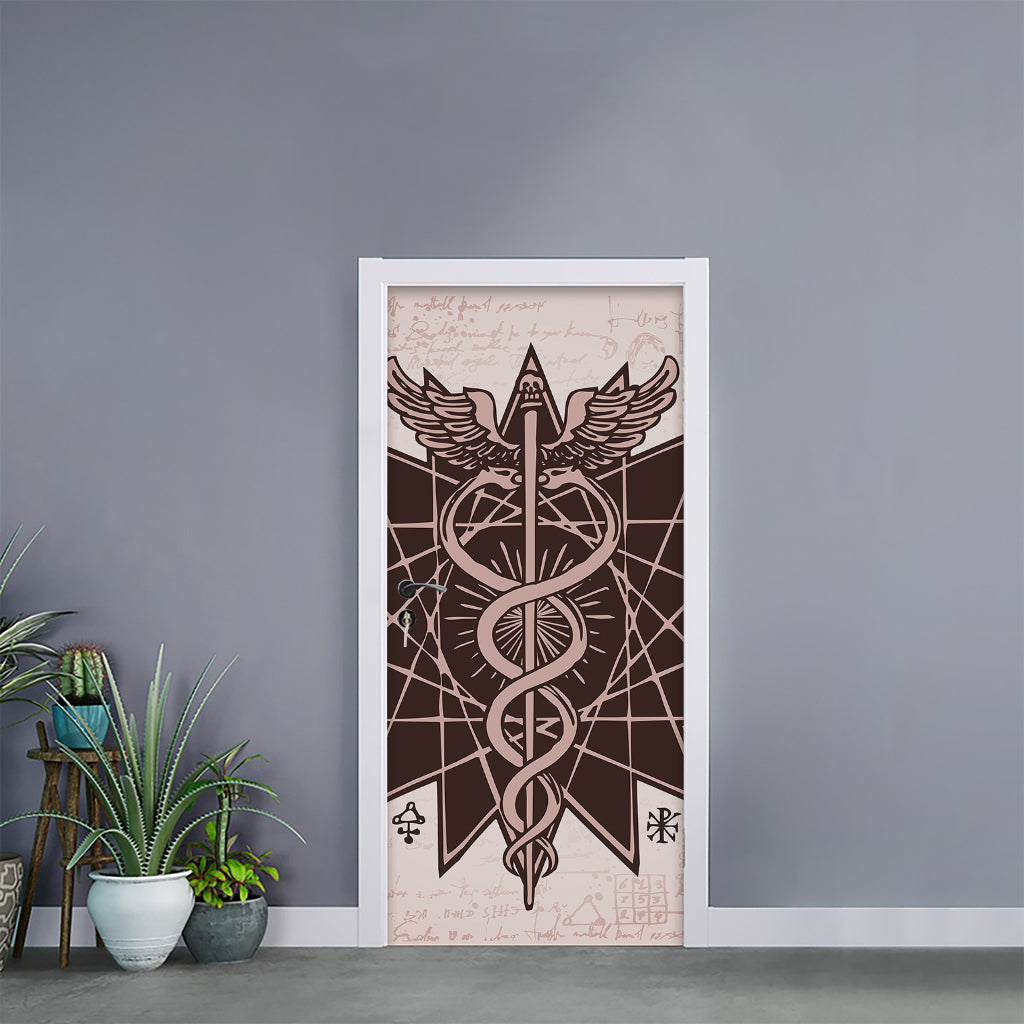 Caduceus Symbol Print Door Sticker