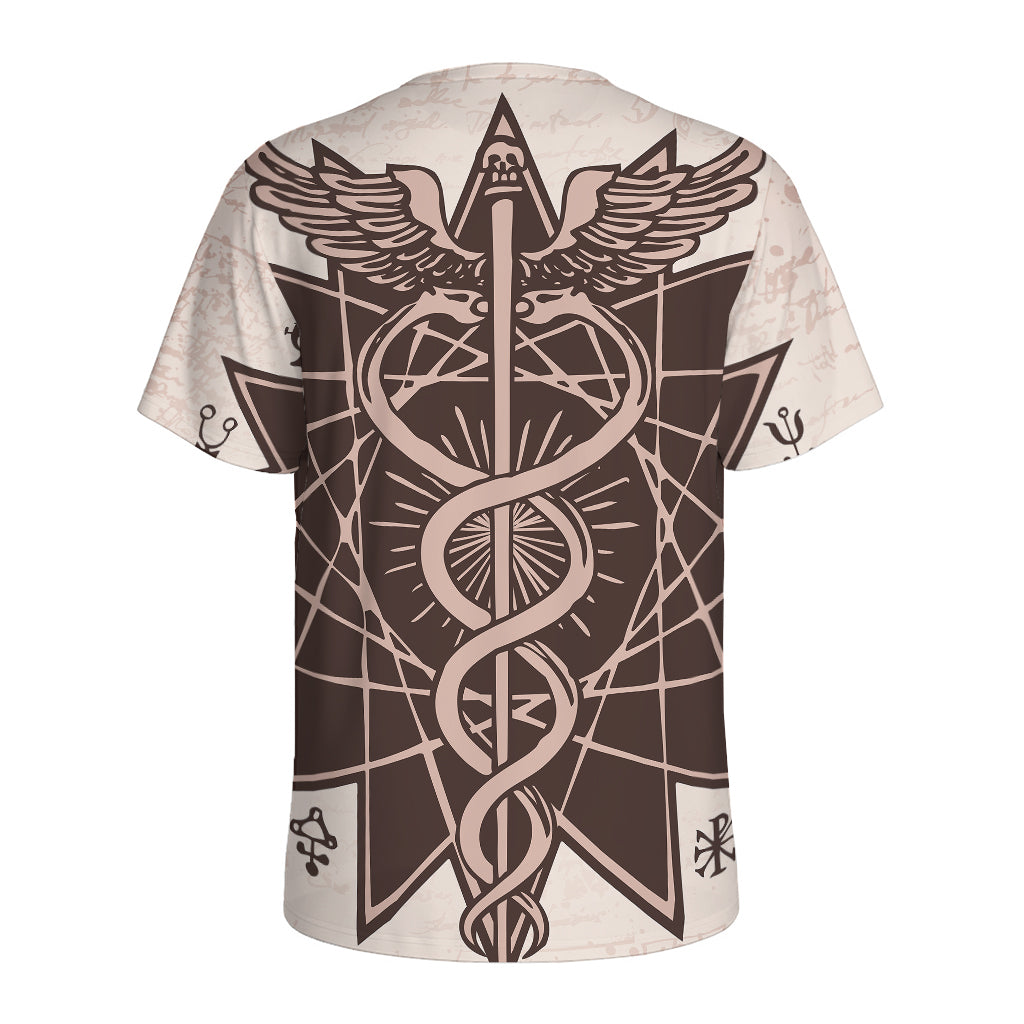 Caduceus Symbol Print Men's Sports T-Shirt
