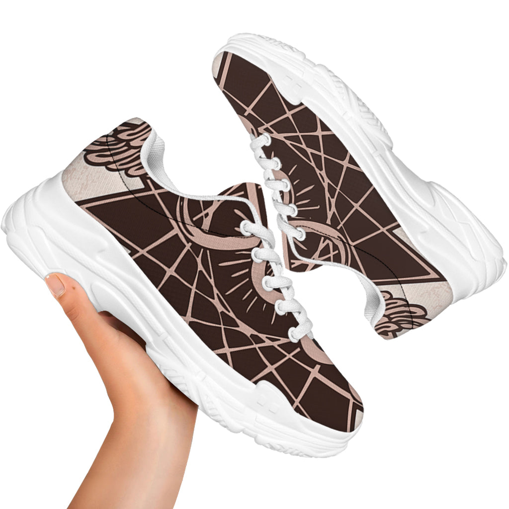 Caduceus Symbol Print White Chunky Shoes