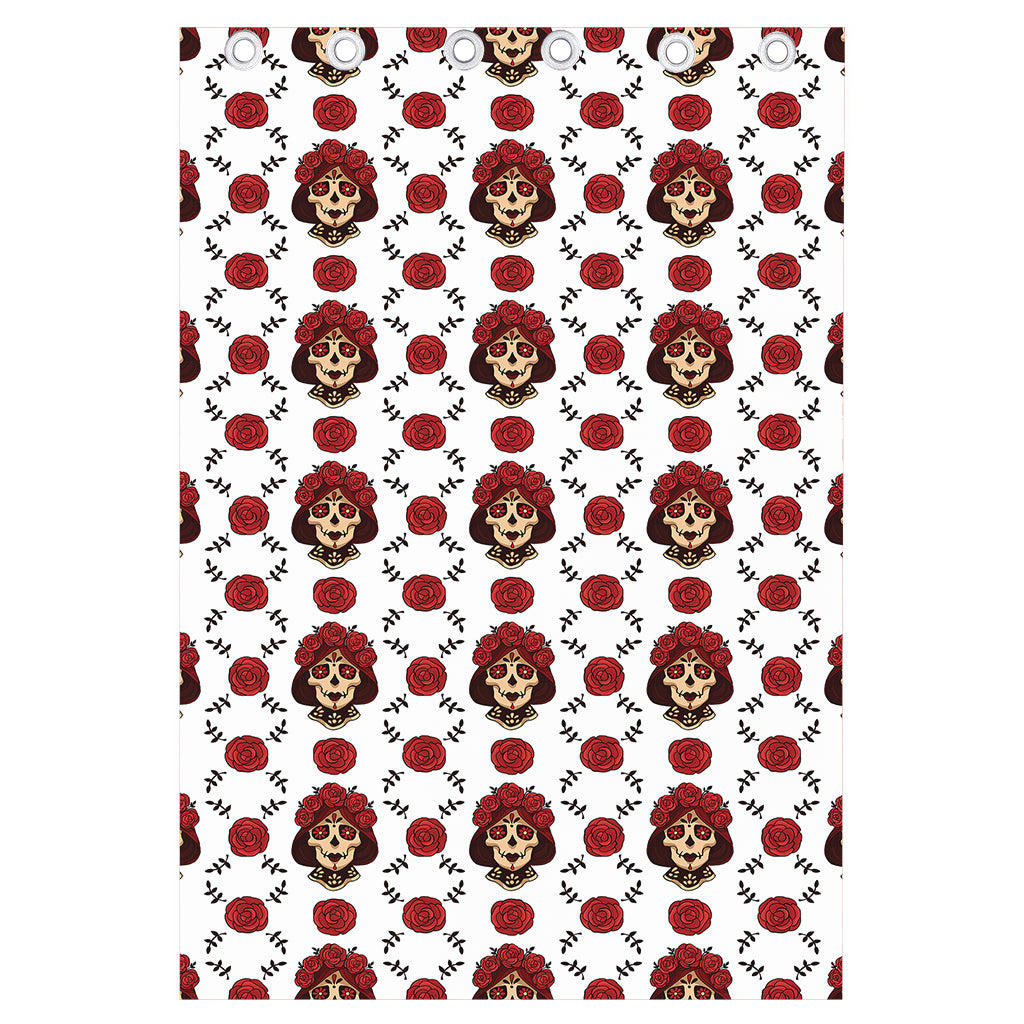 Calavera Girl Skull Pattern Print Curtain
