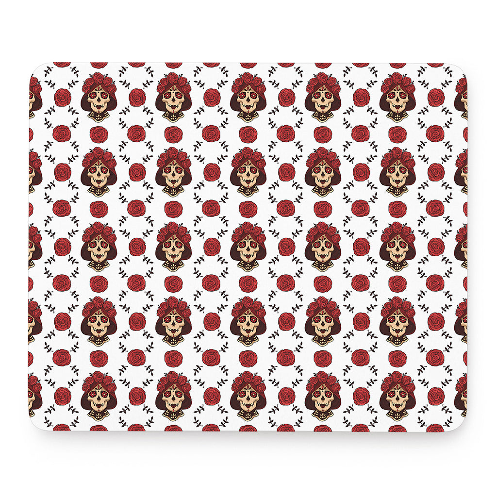 Calavera Girl Skull Pattern Print Mouse Pad