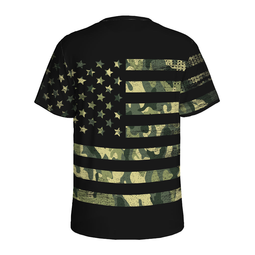 Camouflage American Flag Print Men's Sports T-Shirt
