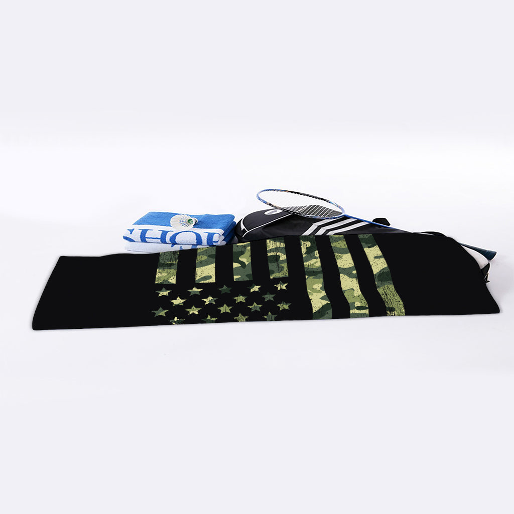 Camouflage American Flag Print Sports Towel