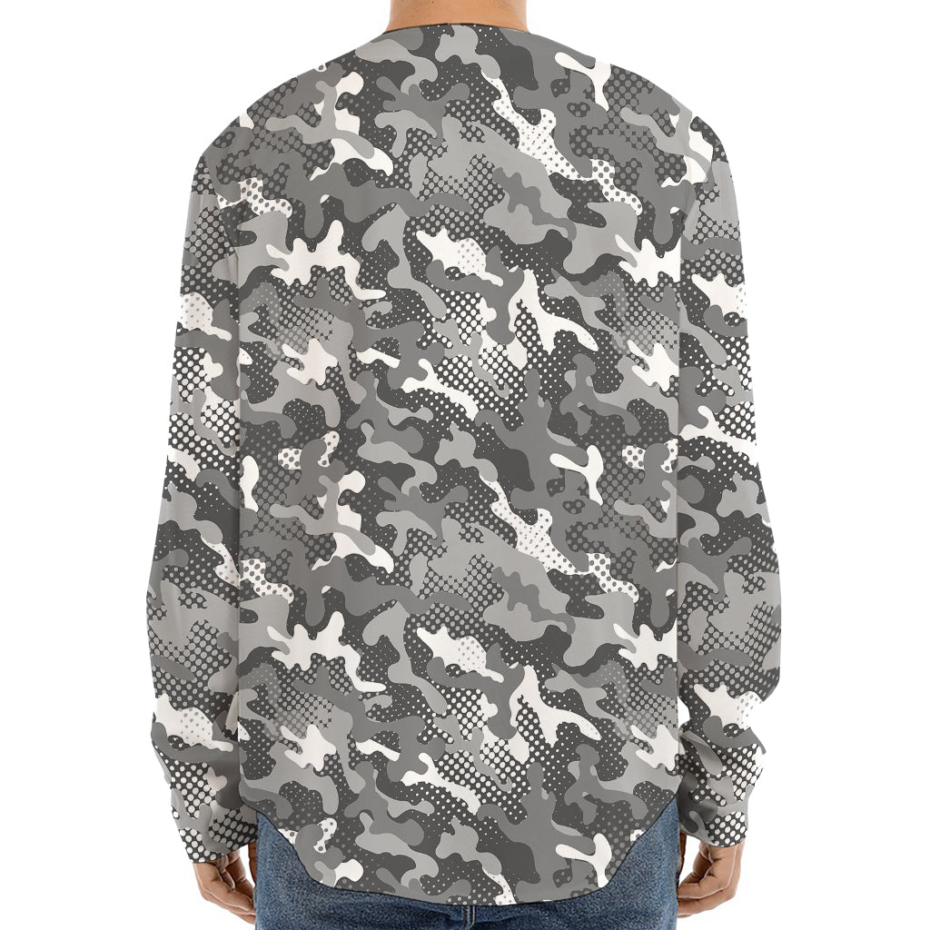 Camouflage Dazzle Pattern Print Long Sleeve Baseball Jersey
