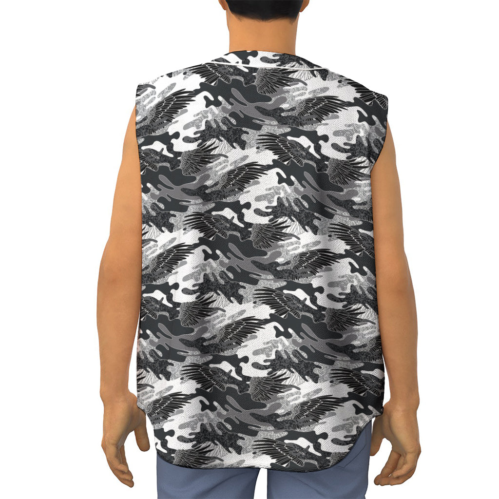 Camouflage Dazzle Wings Pattern Print Sleeveless Baseball Jersey