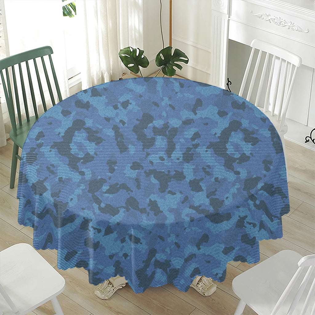 Camouflage Denim Jeans Pattern Print Waterproof Round Tablecloth
