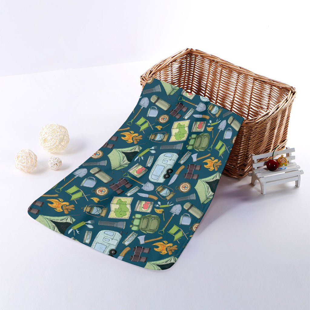 Camping Equipment Pattern Print Towel