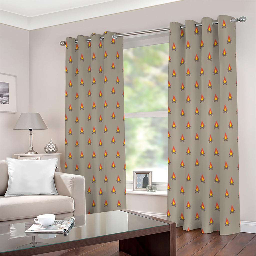 Camping Fire Pattern Print Extra Wide Grommet Curtains