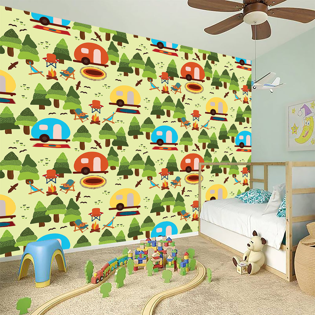 Camping Picnic Pattern Print Wall Sticker