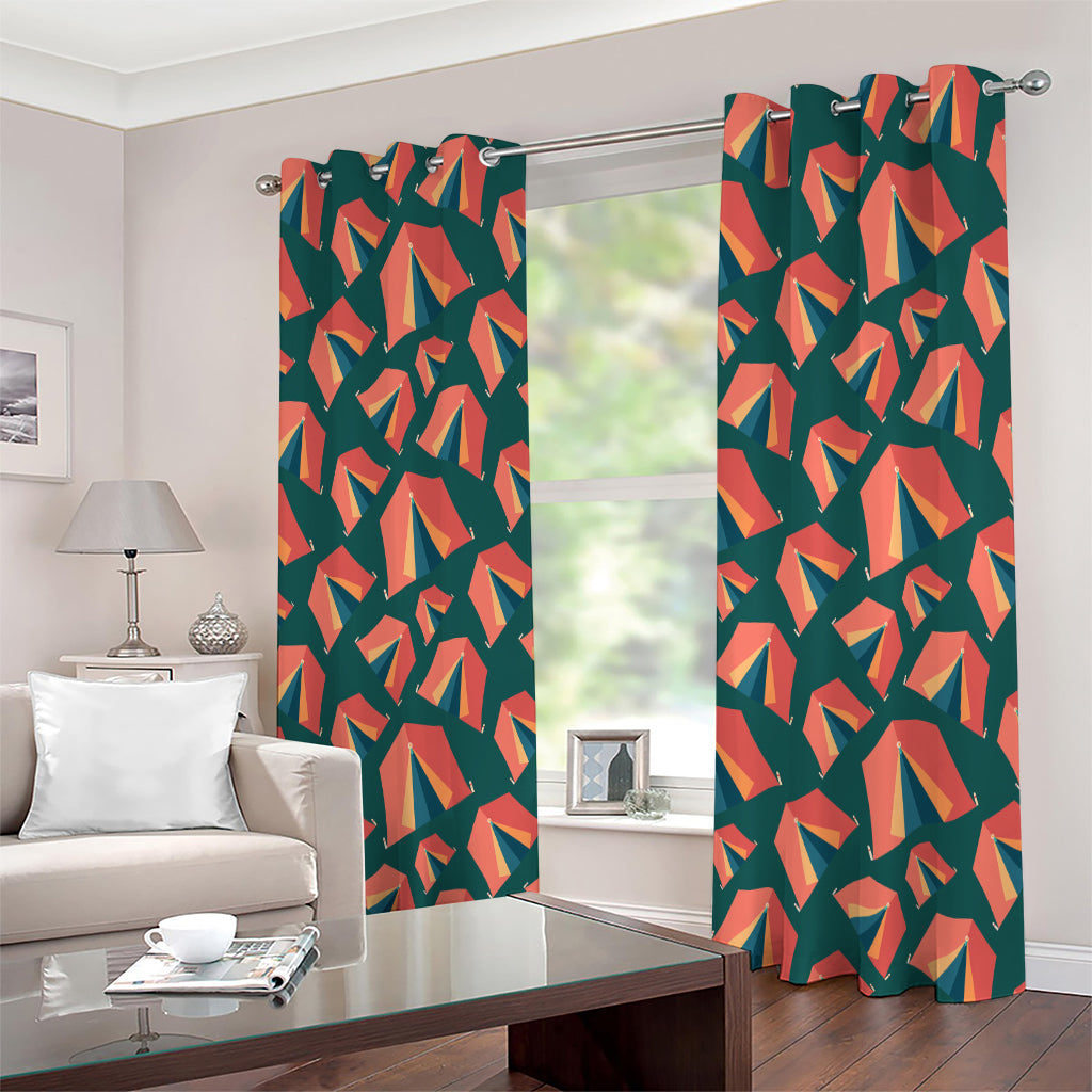 Camping Tent Pattern Print Extra Wide Grommet Curtains