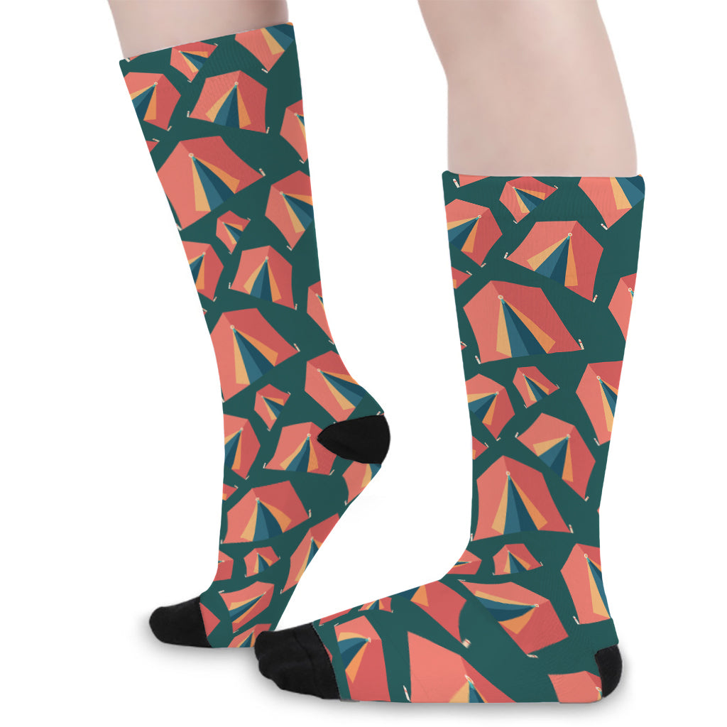 Camping Tent Pattern Print Long Socks
