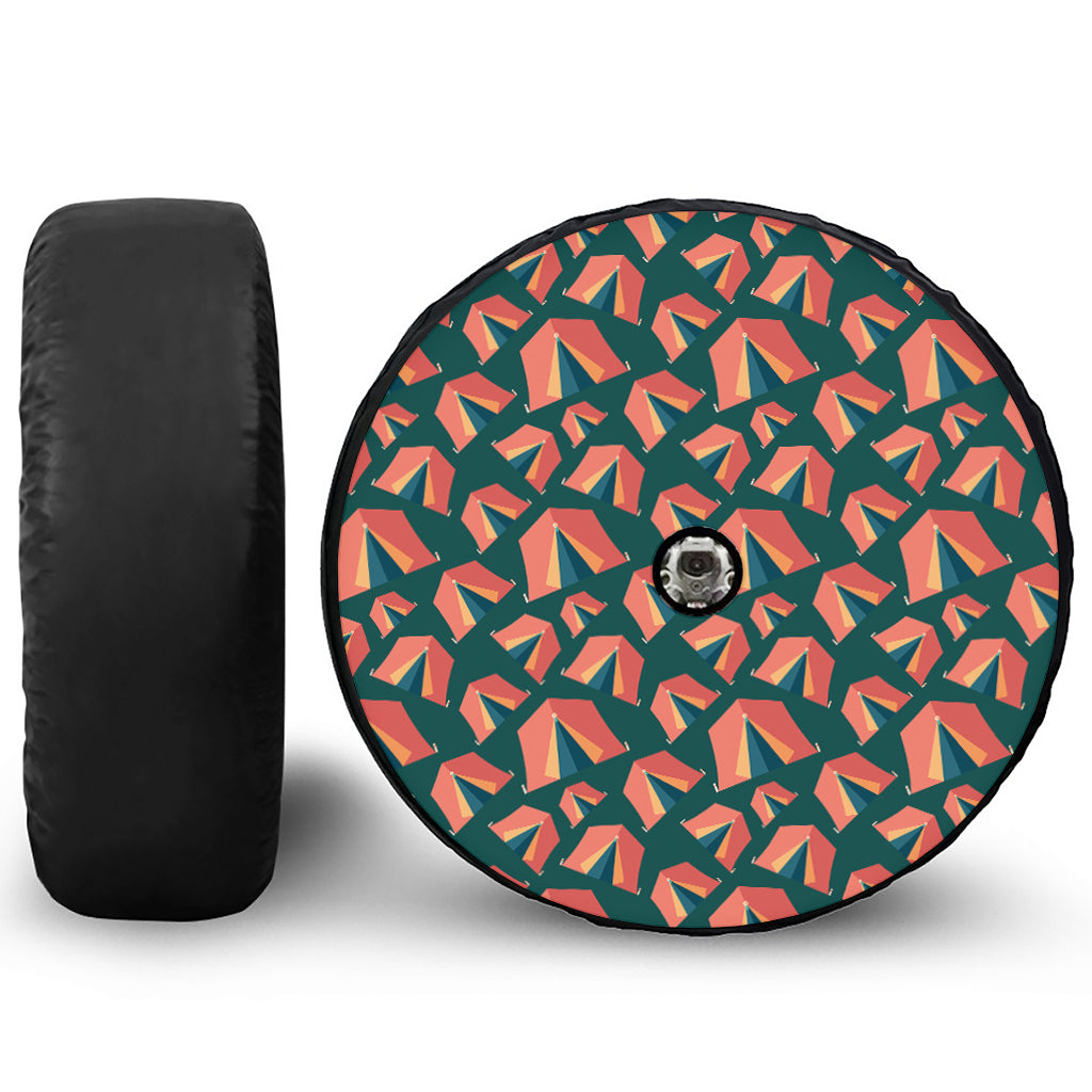 Camping Tent Pattern Print Tire Cover With Camera Hole