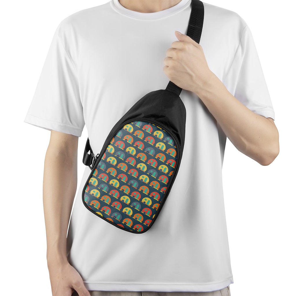 Camping Van Pattern Print Chest Bag
