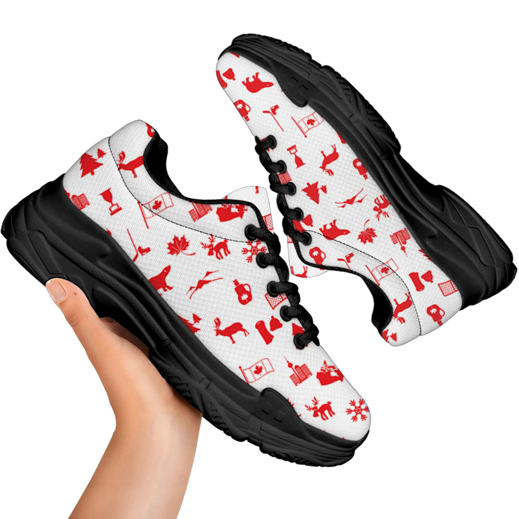 Canada Country Pattern Print Black Chunky Shoes
