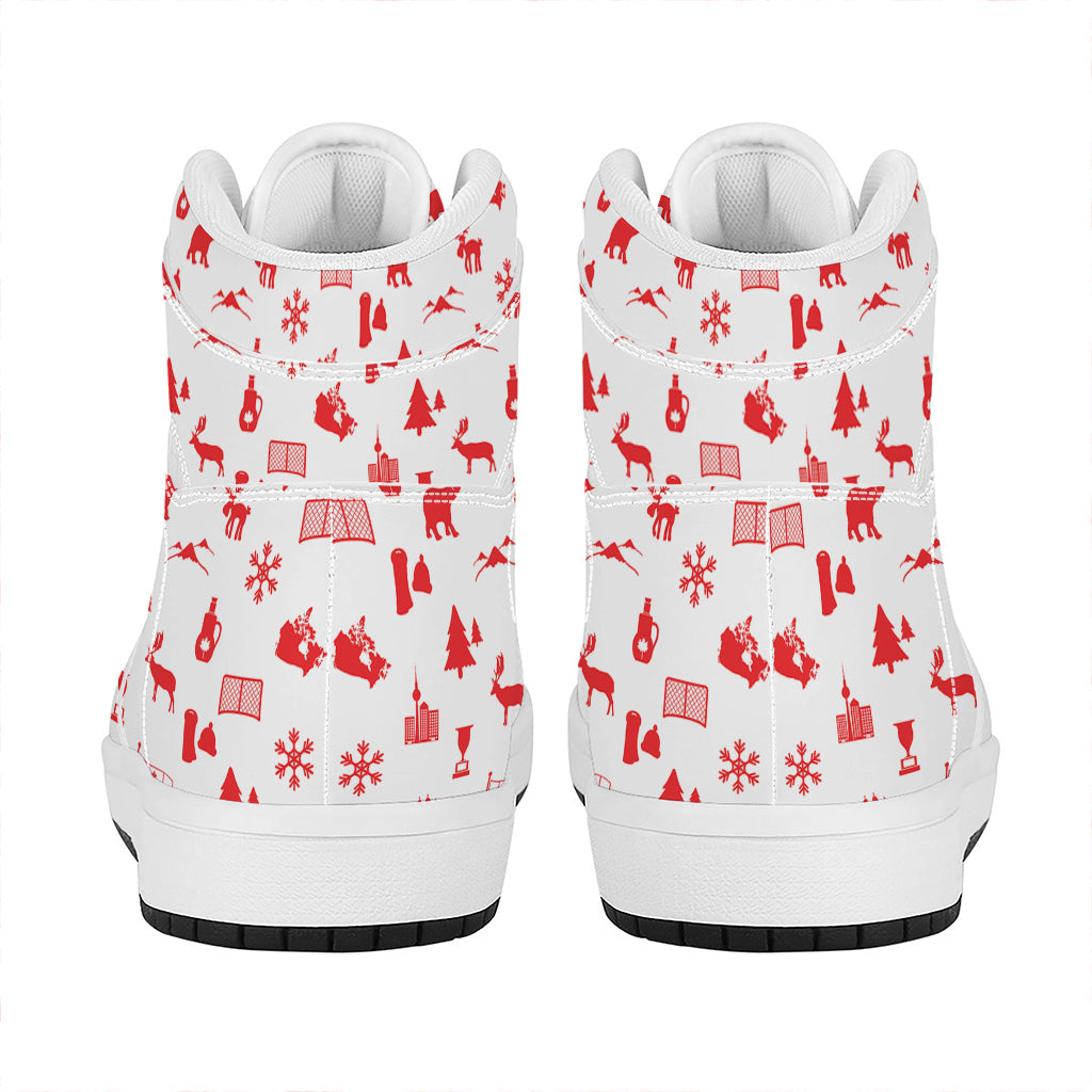 Canada Country Pattern Print High Top Leather Sneakers