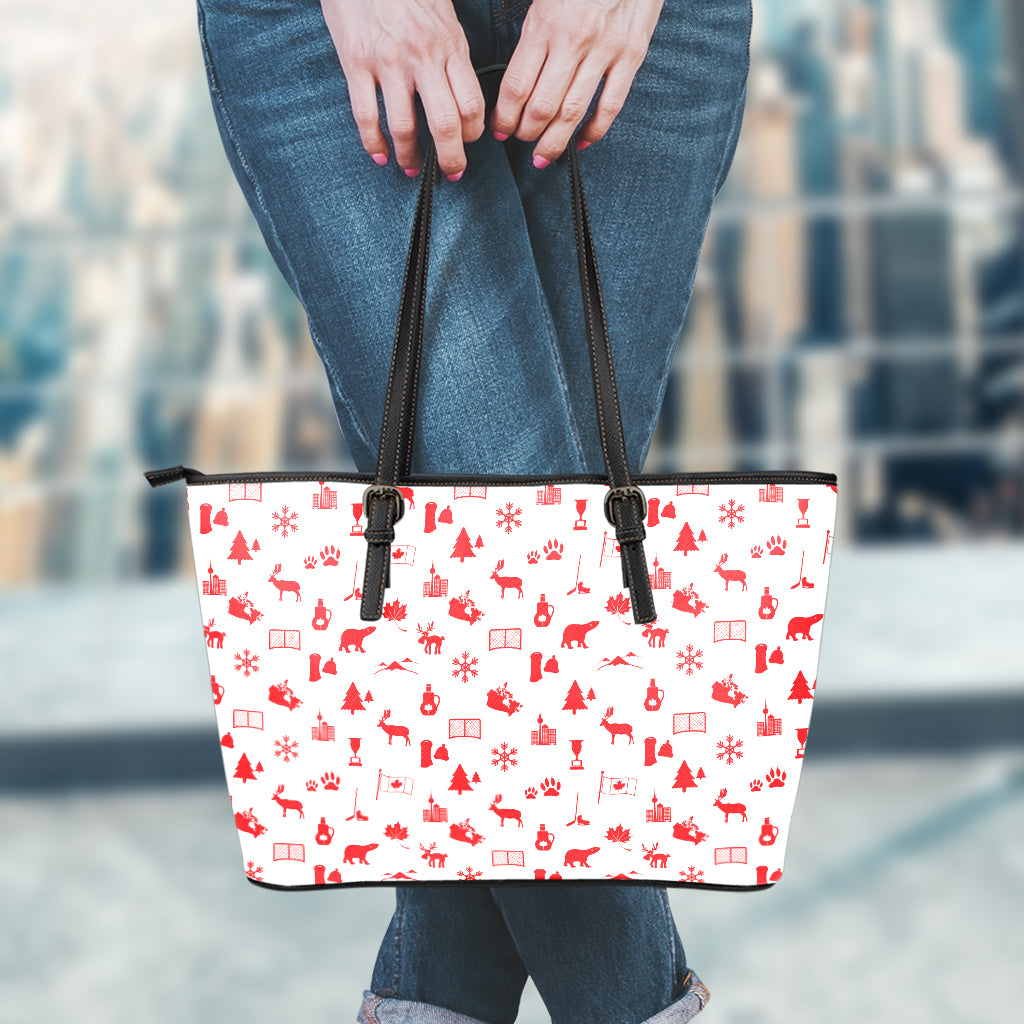 Canada Country Pattern Print Leather Tote Bag