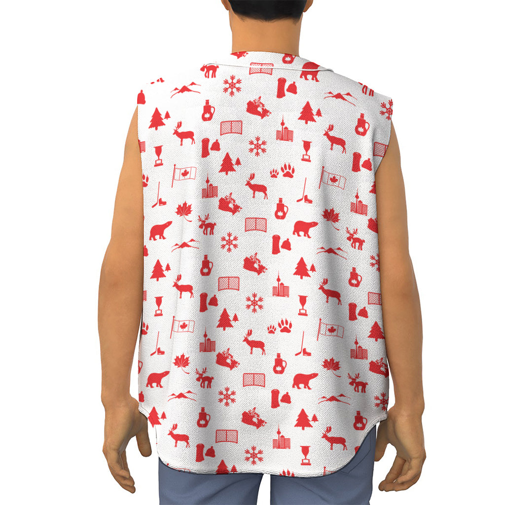 Canada Country Pattern Print Sleeveless Baseball Jersey