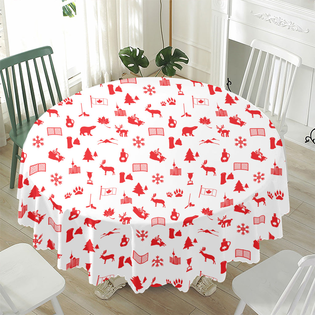Canada Country Pattern Print Waterproof Round Tablecloth