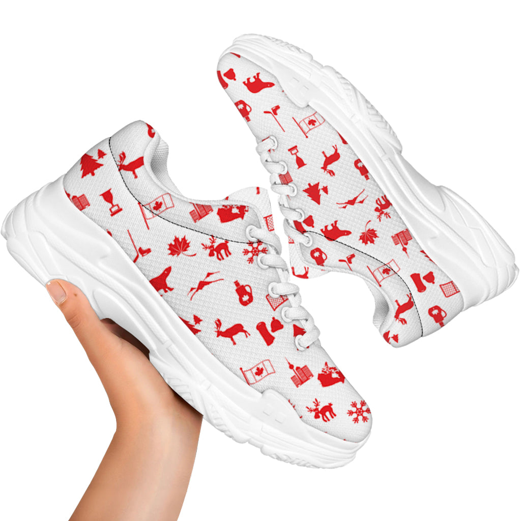 Canada Country Pattern Print White Chunky Shoes