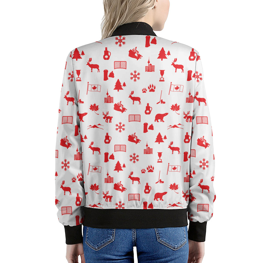 Canada Country Pattern Print Women's Bomber Jacket
