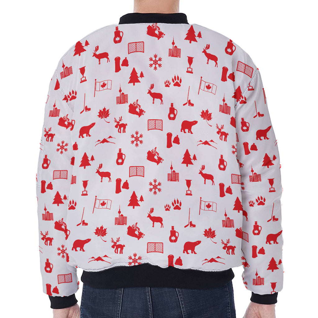 Canada Country Pattern Print Zip Sleeve Bomber Jacket