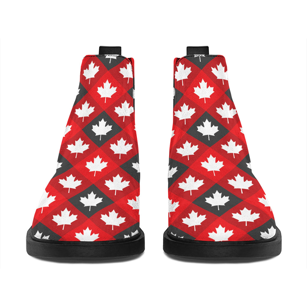 Canada Maple Leaf Pattern Print Flat Ankle Boots