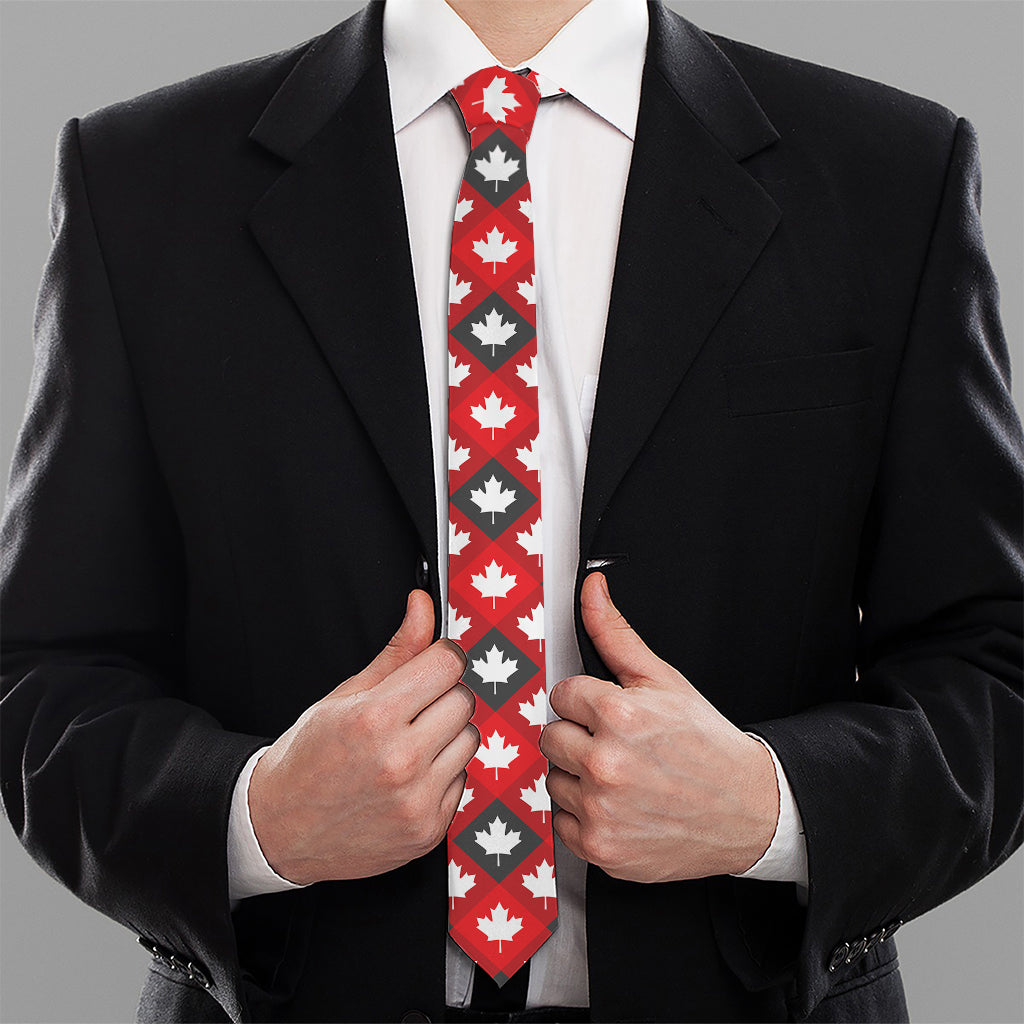 Canada Maple Leaf Pattern Print Necktie