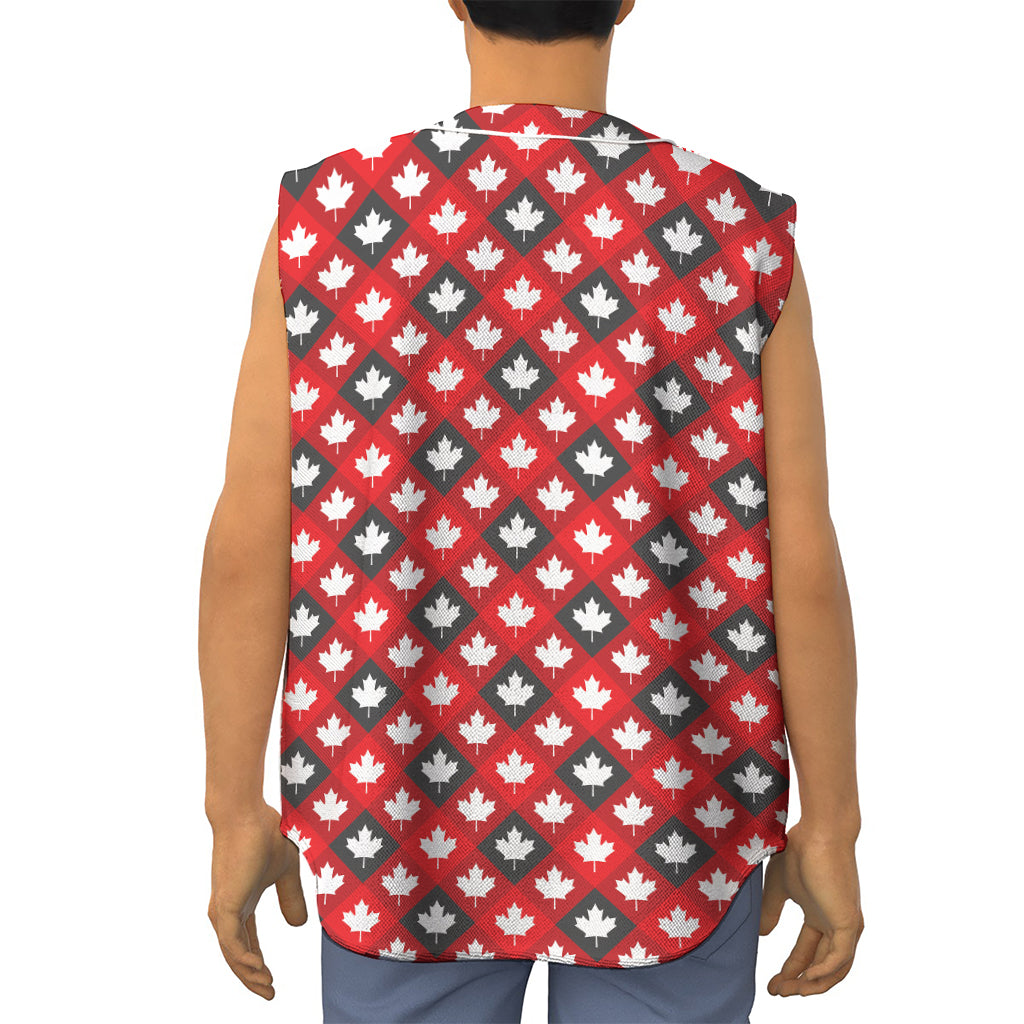 Canada Maple Leaf Pattern Print Sleeveless Baseball Jersey