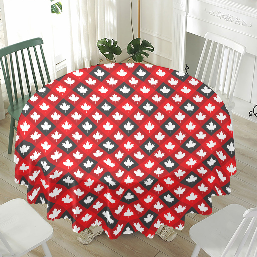 Canada Maple Leaf Pattern Print Waterproof Round Tablecloth