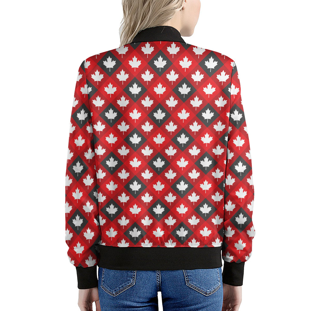 Canada Maple Leaf Pattern Print Women's Bomber Jacket