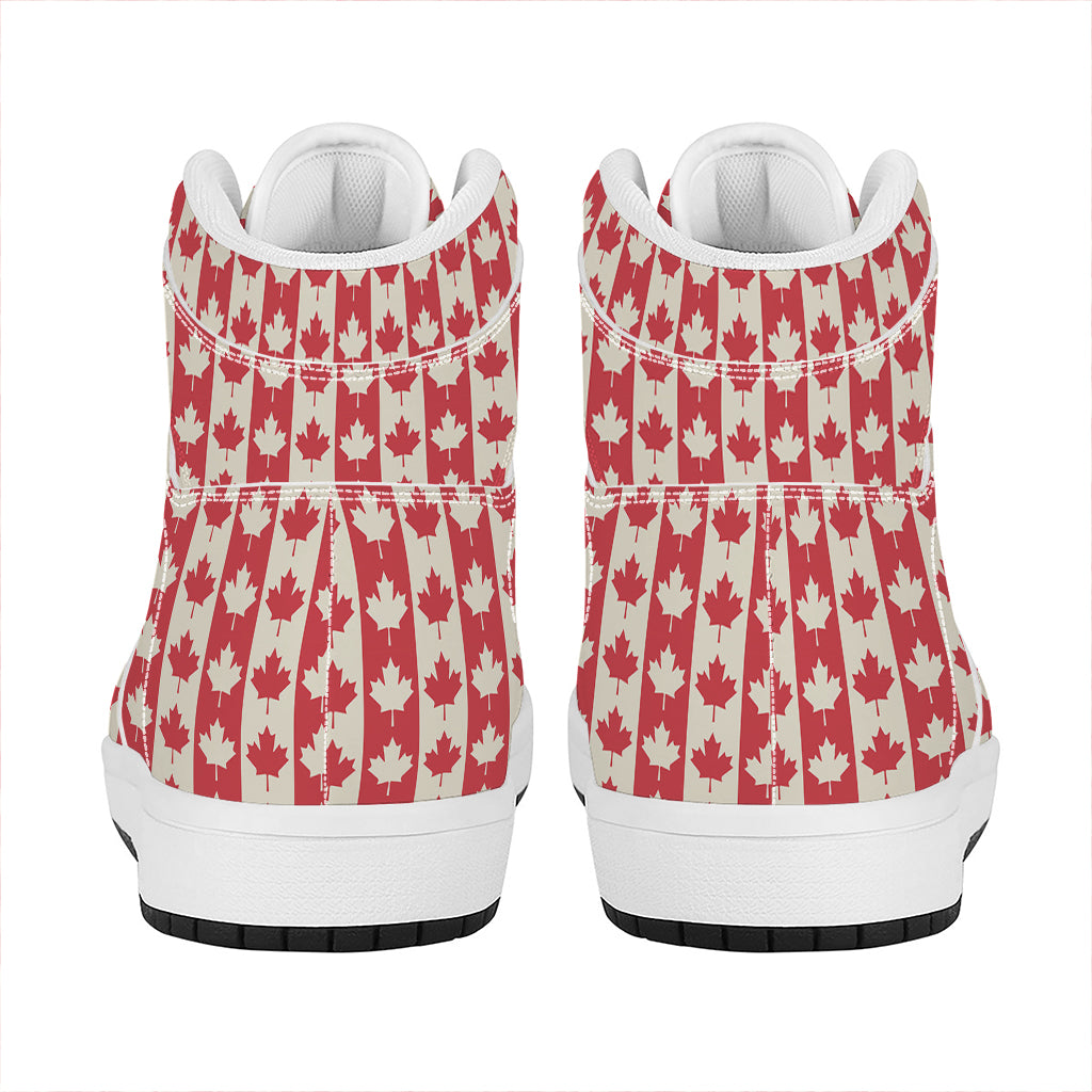 Canadian Maple Leaf Pattern Print High Top Leather Sneakers