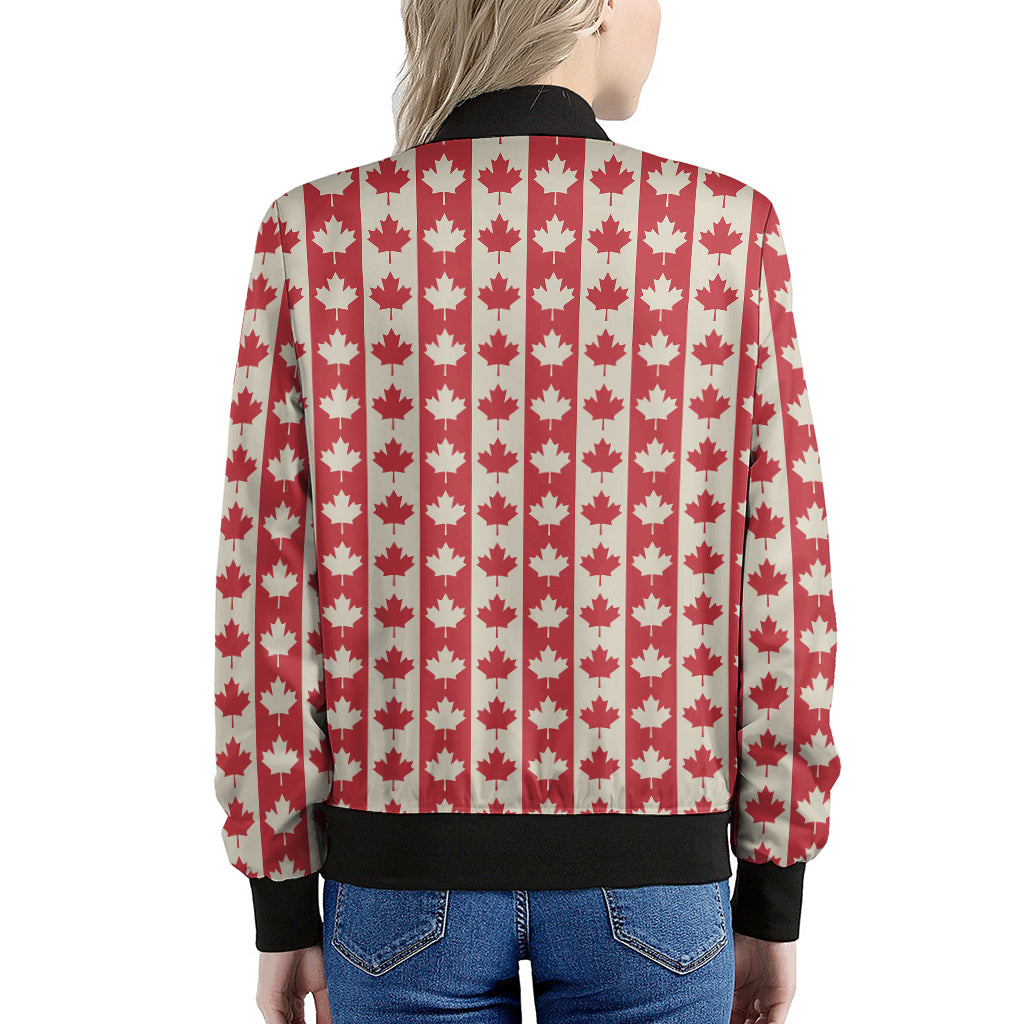 Canadian Maple Leaf Pattern Print Women's Bomber Jacket