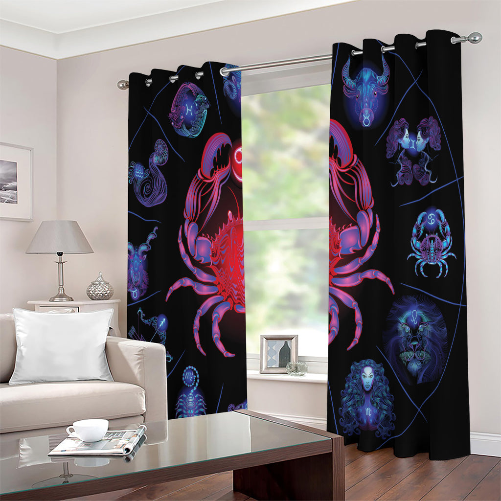 Cancer And Astrological Signs Print Extra Wide Grommet Curtains
