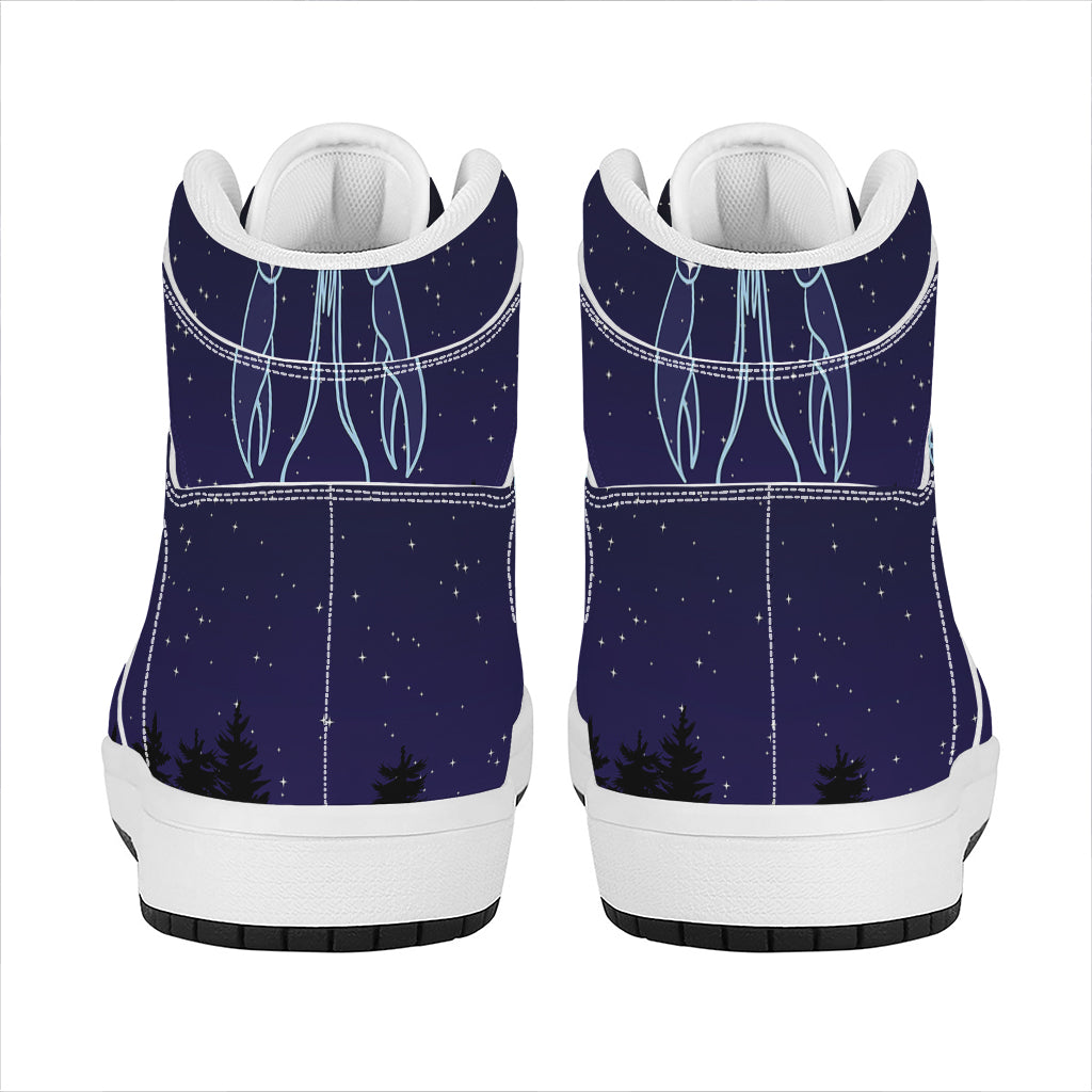 Cancer Constellation Print High Top Leather Sneakers