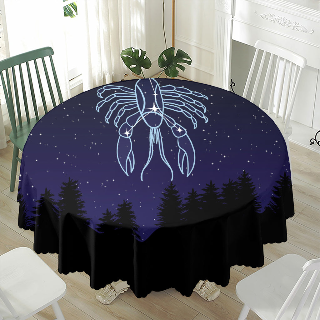 Cancer Constellation Print Waterproof Round Tablecloth